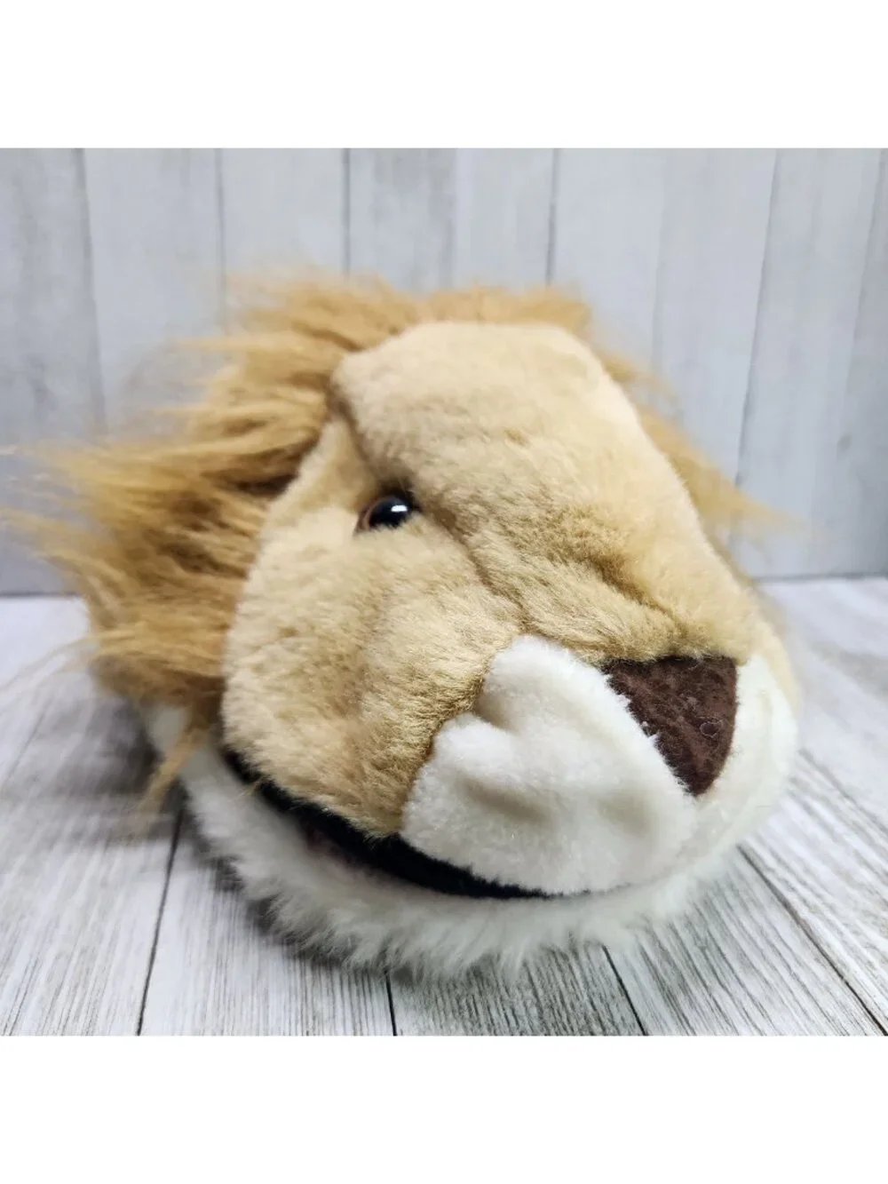 Vintage Gemmy Lion Head Hand Puppet Plush Stuffed Animal 9'' Brown